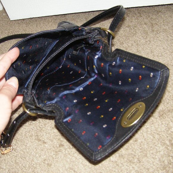 FOSSIL black leather Crossbody bag NO STRAP - Picture 6 of 12